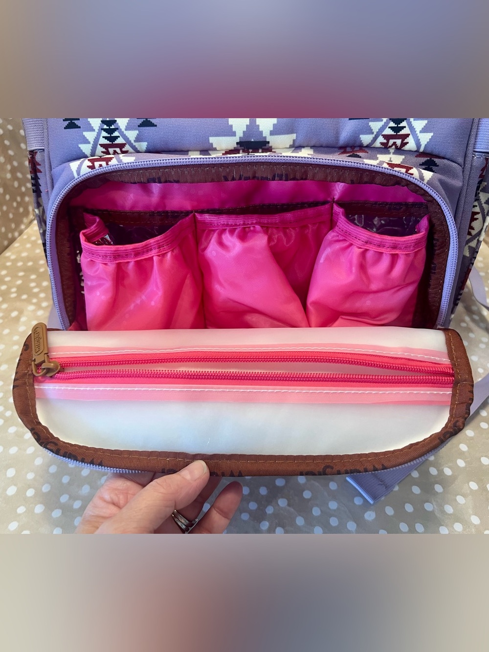 Wrangle Diaper Bag Backpack, Purple Aztec Print, Western, Insulated Pockets - Picture 4 of 9